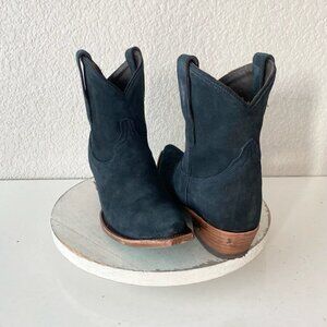 Lane EMMA JANE Womens Cowboy Bootie 7.5 Blue Suede Western Cowgirl Ankle Boots